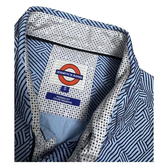 JERMYN & BOND Luxury Designer Blue Business Casual Dress Shirt Mens Medium - Picture 2 of 7